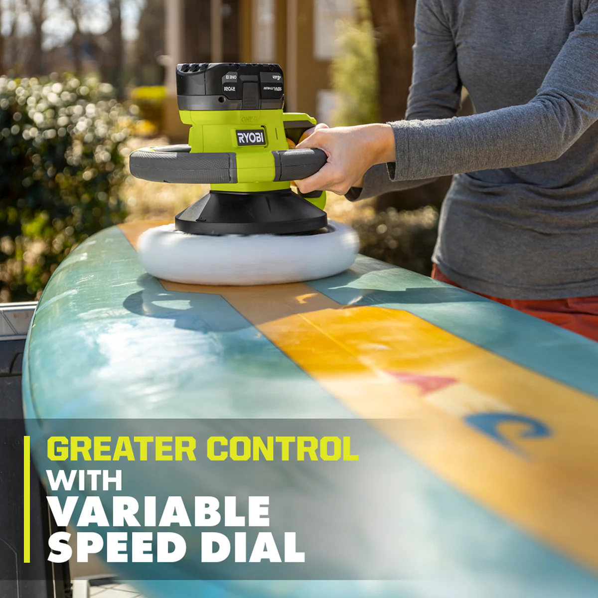 Ryobi 18V One Random Orbital Buffer Polisher - 250mm - 10” - Tool Only - 5-Speed - Ergonomic Handle - Image 4