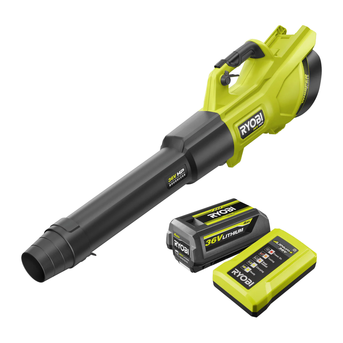 Ryobi 36V HP Brushless Jet Blower 600CFM 4.0Ah Kit - Efficient Leaf Removal