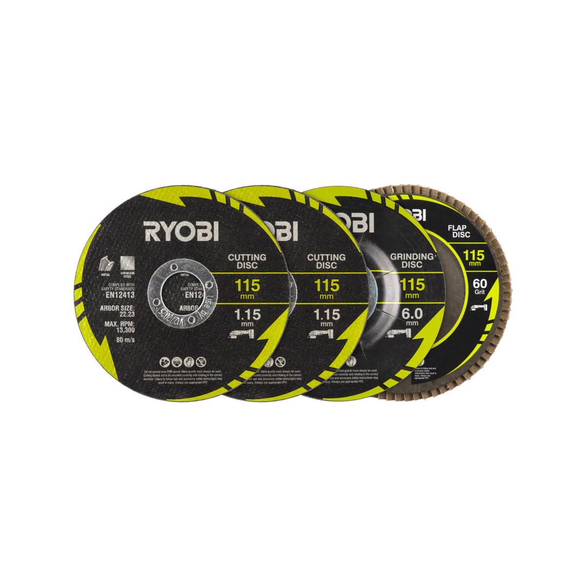 Ryobi 4 Piece Cutting and Grinding Set - 115mm - Precision Metalworking Tools
