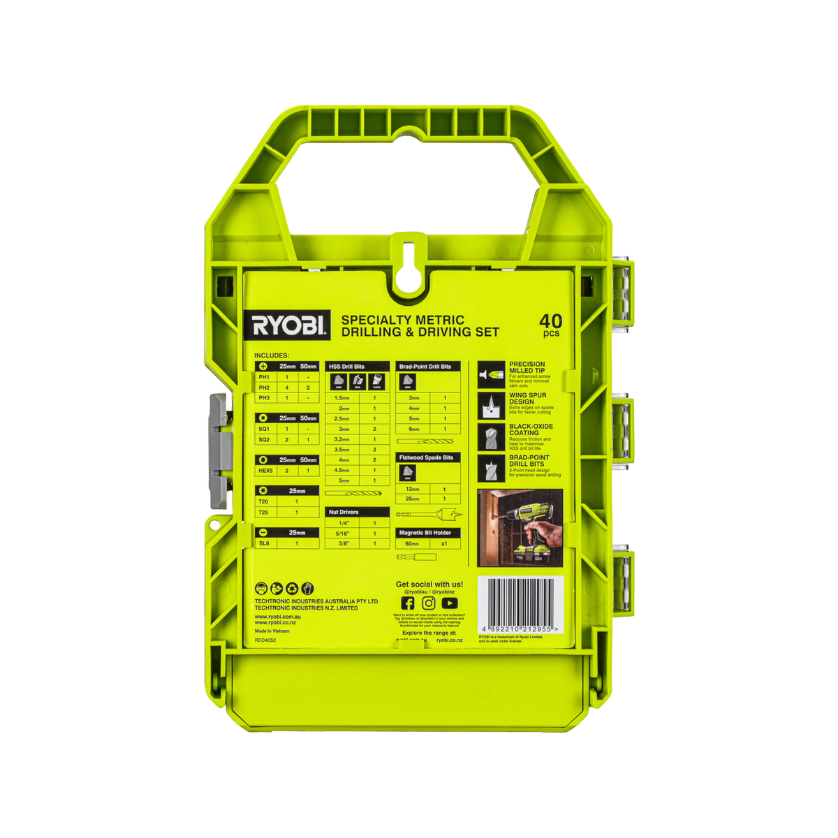 Ryobi 40 Piece Specialty Metric Drill and Drive Set - 170mm x 245mm - Versatile Bits - Image 3