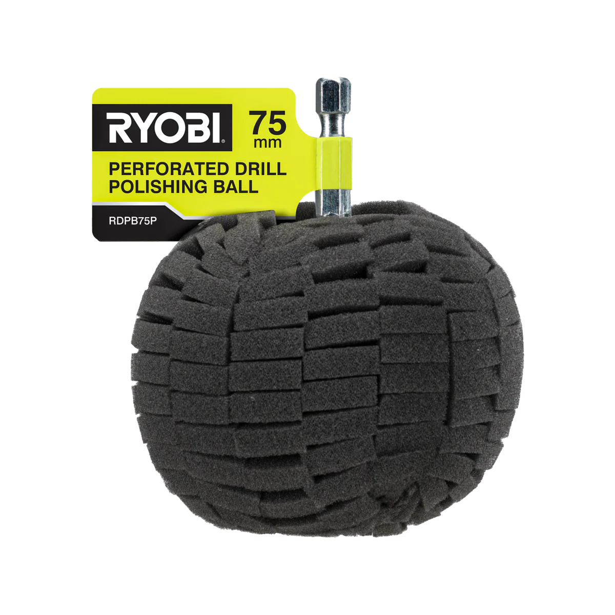 Ryobi 75mm Perforated Drill Polishing Ball - High-Density Foam - Durable Cleaning