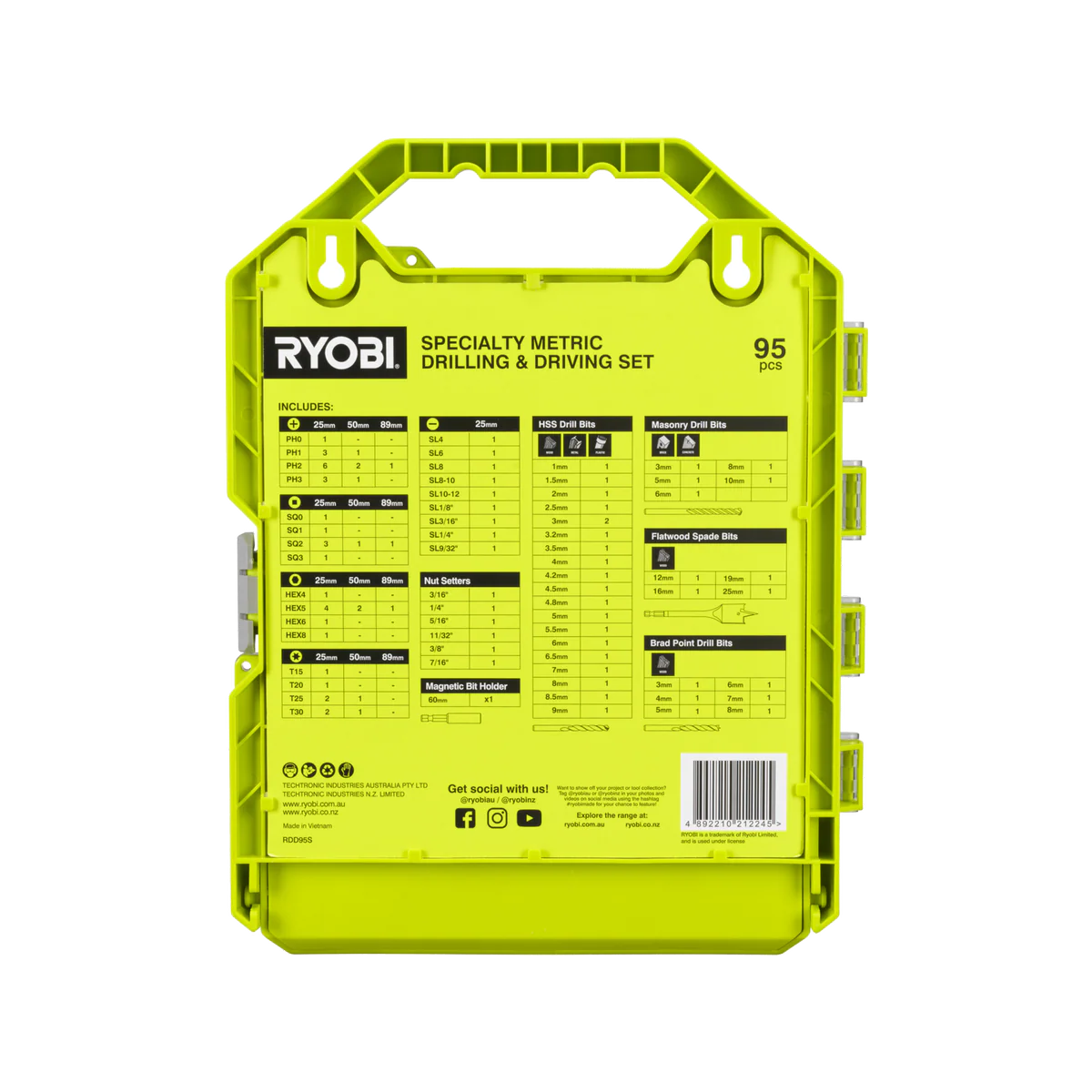 Ryobi 95 Piece Specialty Metric Drill and Drive Set - 251mm x 320mm - Versatile Bits - Image 3