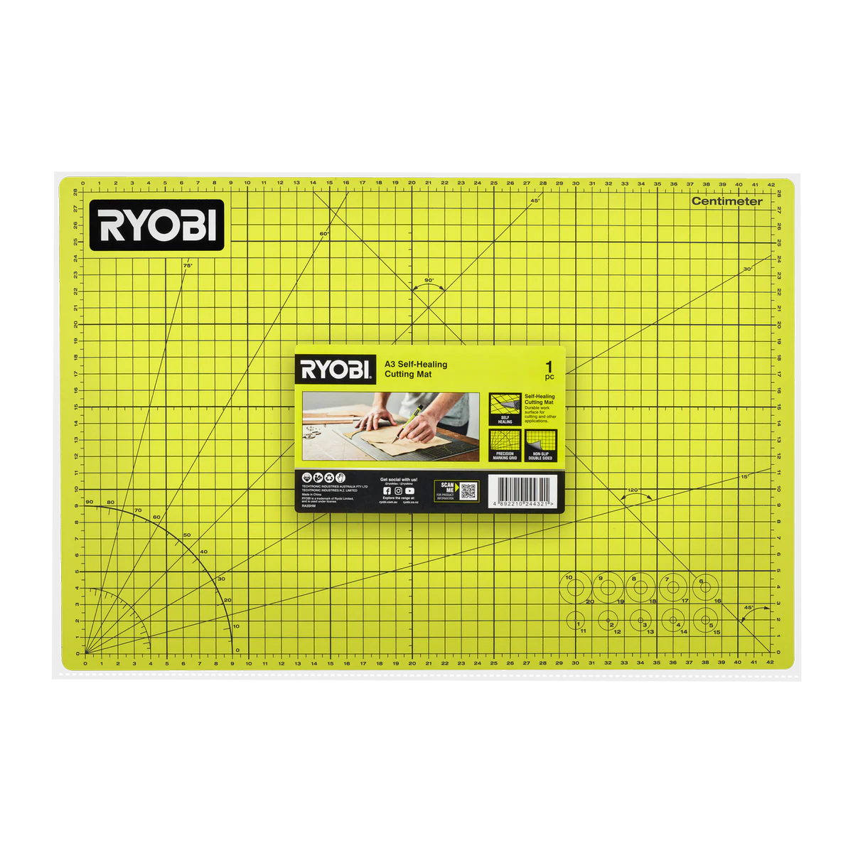Ryobi A3 Self Healing Cutting Mat - 340mm x 450mm - Durable & Non-Slip