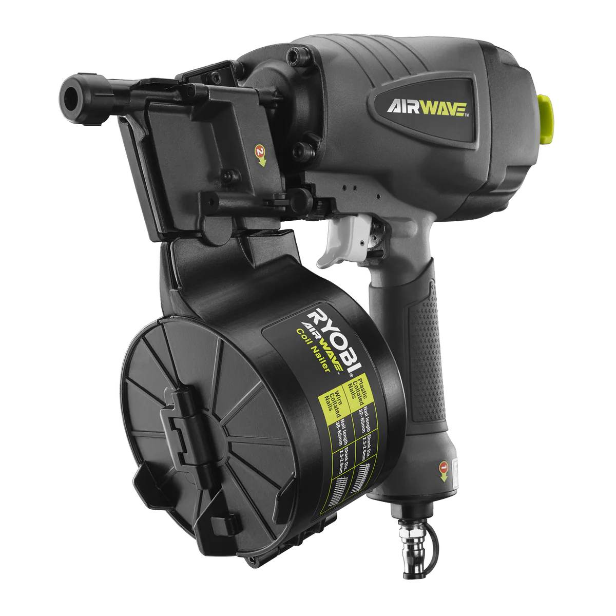 Ryobi Airwave Coil Nailer RA-NC1565-K - Tool Only - 32-65mm - Grey/Black