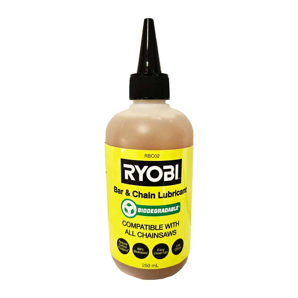 Ryobi Biodegradable Bar and Chain Oil - 250ml - Green - Effective Lubrication
