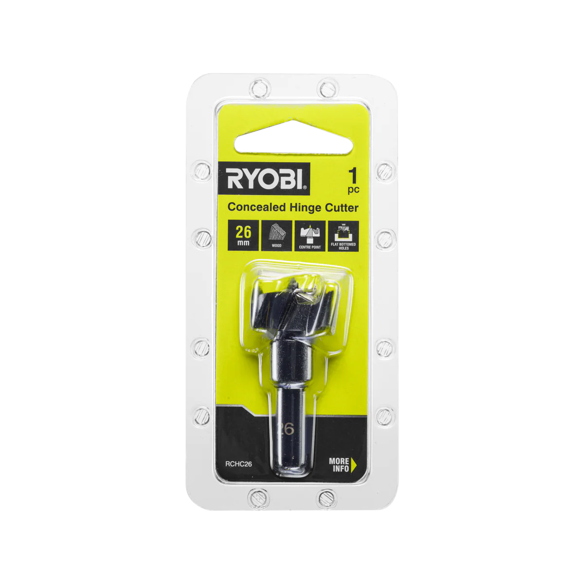 Ryobi Concealed Hinge Cutter - 26mm - High Carbon Steel - Precise Drilling