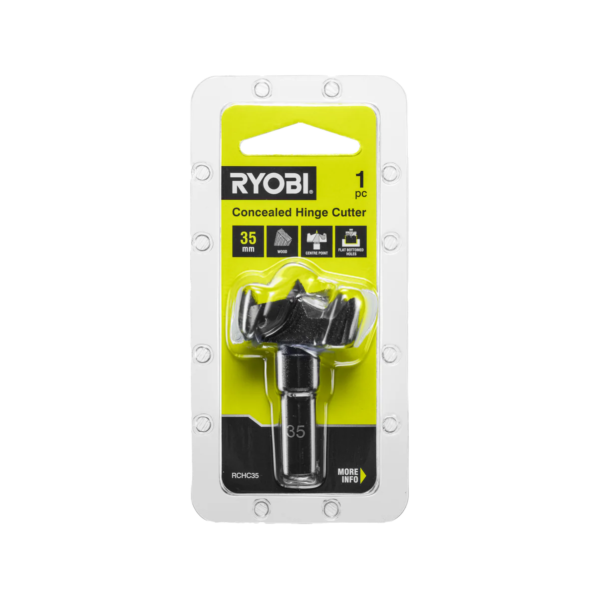 Ryobi Concealed Hinge Cutter - 35mm - High Carbon Steel Blades - Accurate Drilling
