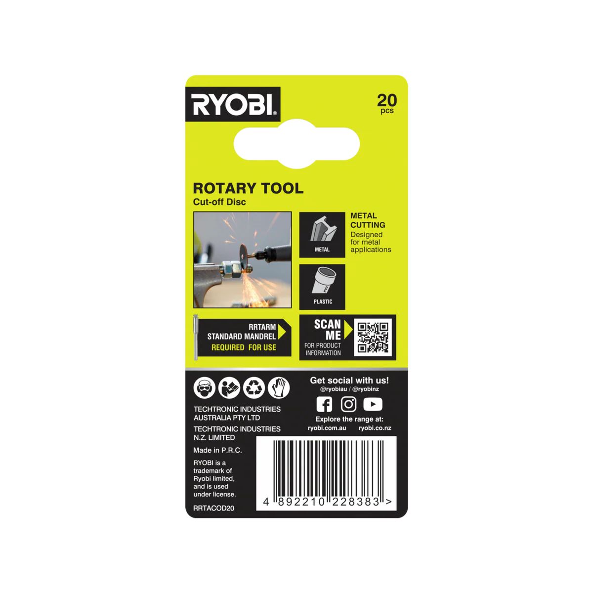 Ryobi Cutting Disc 20 Pack - 32mm - Metal & Plastic - Precision Cutting - Image 2