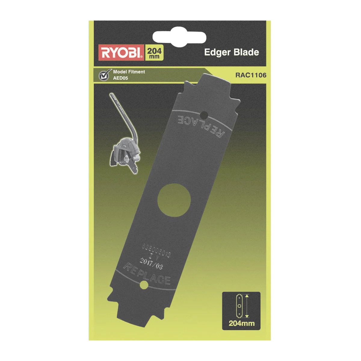 Ryobi 204mm Edger Blade - Replacement Blade - Hardened Steel - Double-Sided