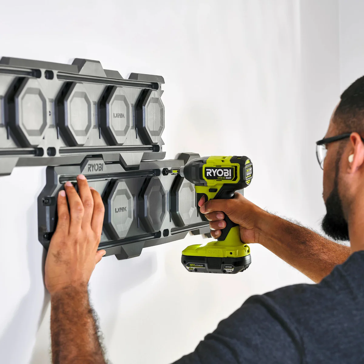 Ryobi Link 2 Piece Wall Rail Set - 838mm x 165mm - Modular Storage Solution - Image 3