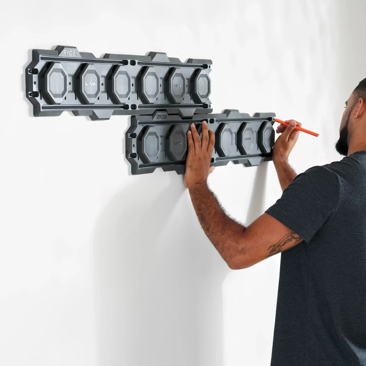 Ryobi Link 2 Piece Wall Rail Set - 838mm x 165mm - Modular Storage Solution - Image 4