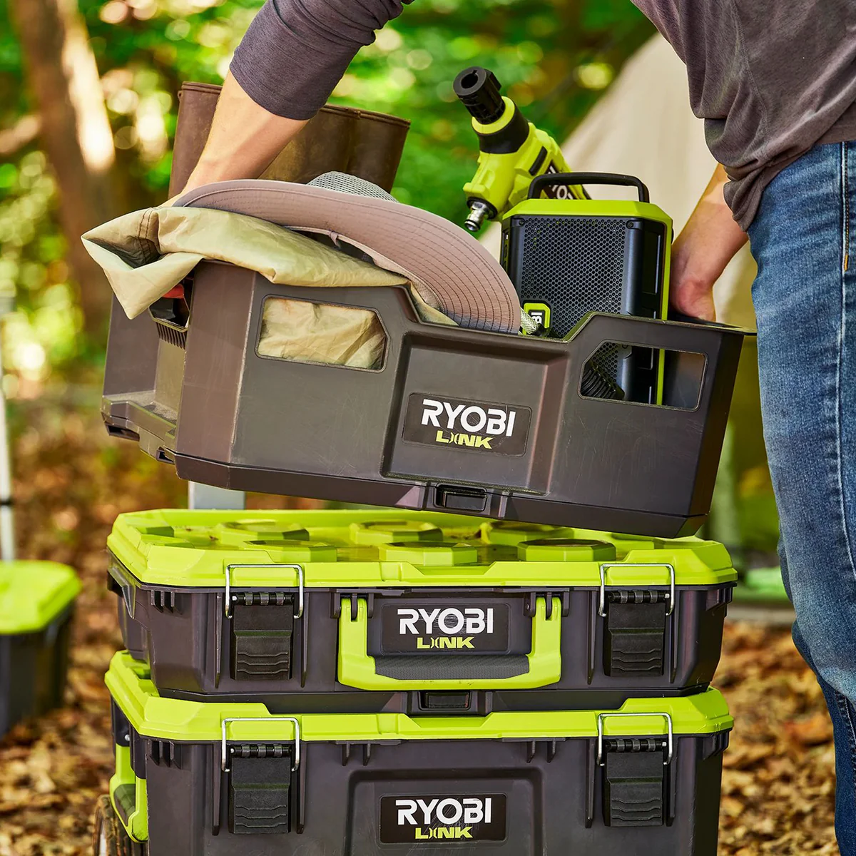 Ryobi Link Crate - Storage Solution 413mm x 203mm x 565mm - Impact-Resistant - Image 4