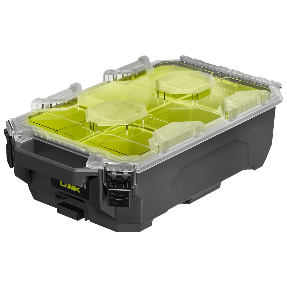 Ryobi Link Small Compact Parts Organiser - 267mm x 127mm x 508mm - IP65 Water Resistant - Detachable Bins - Image 2