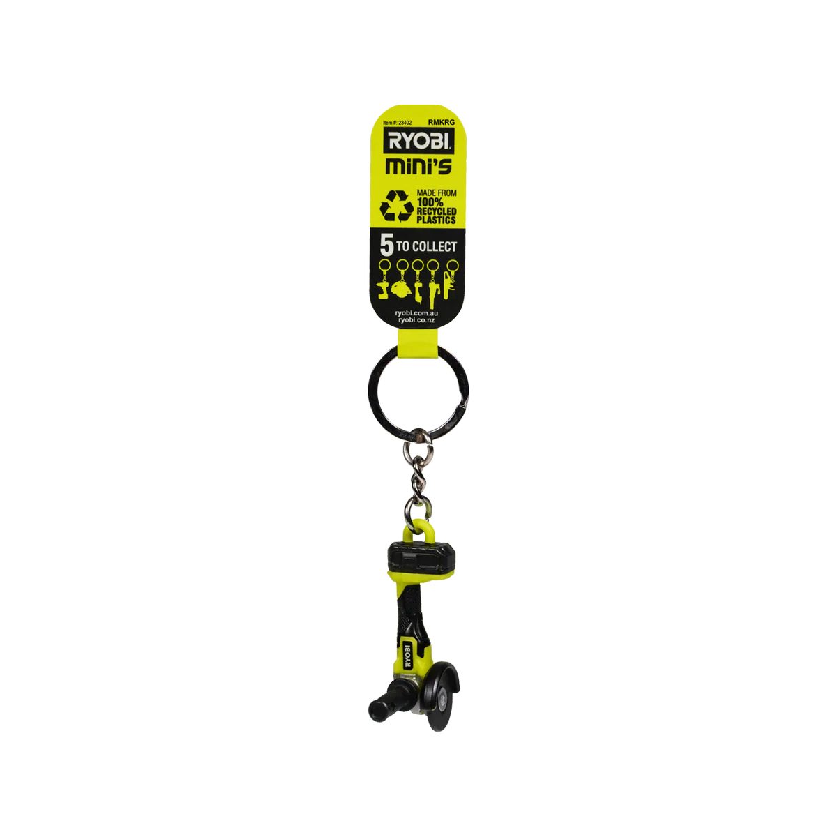 Ryobi Mini S Angle Grinder Keyring - 33mm x 96mm x 17mm - Collectible Replica