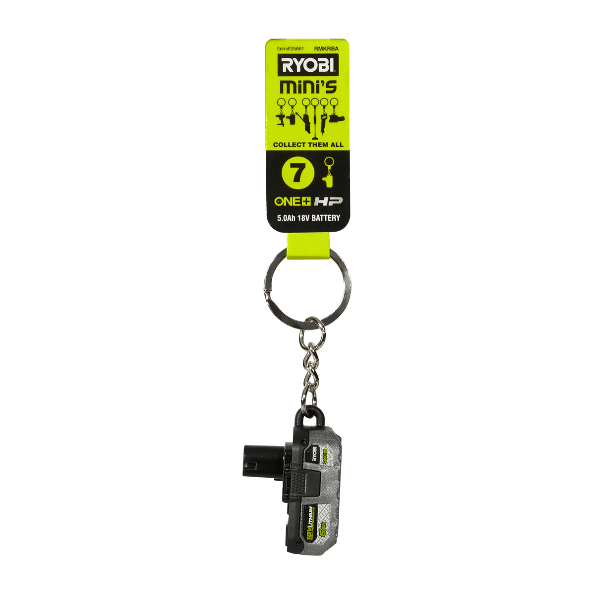 Ryobi Mini S Battery Keyring - 21mm x 41mm x 27mm - 100% Recycled Plastic
