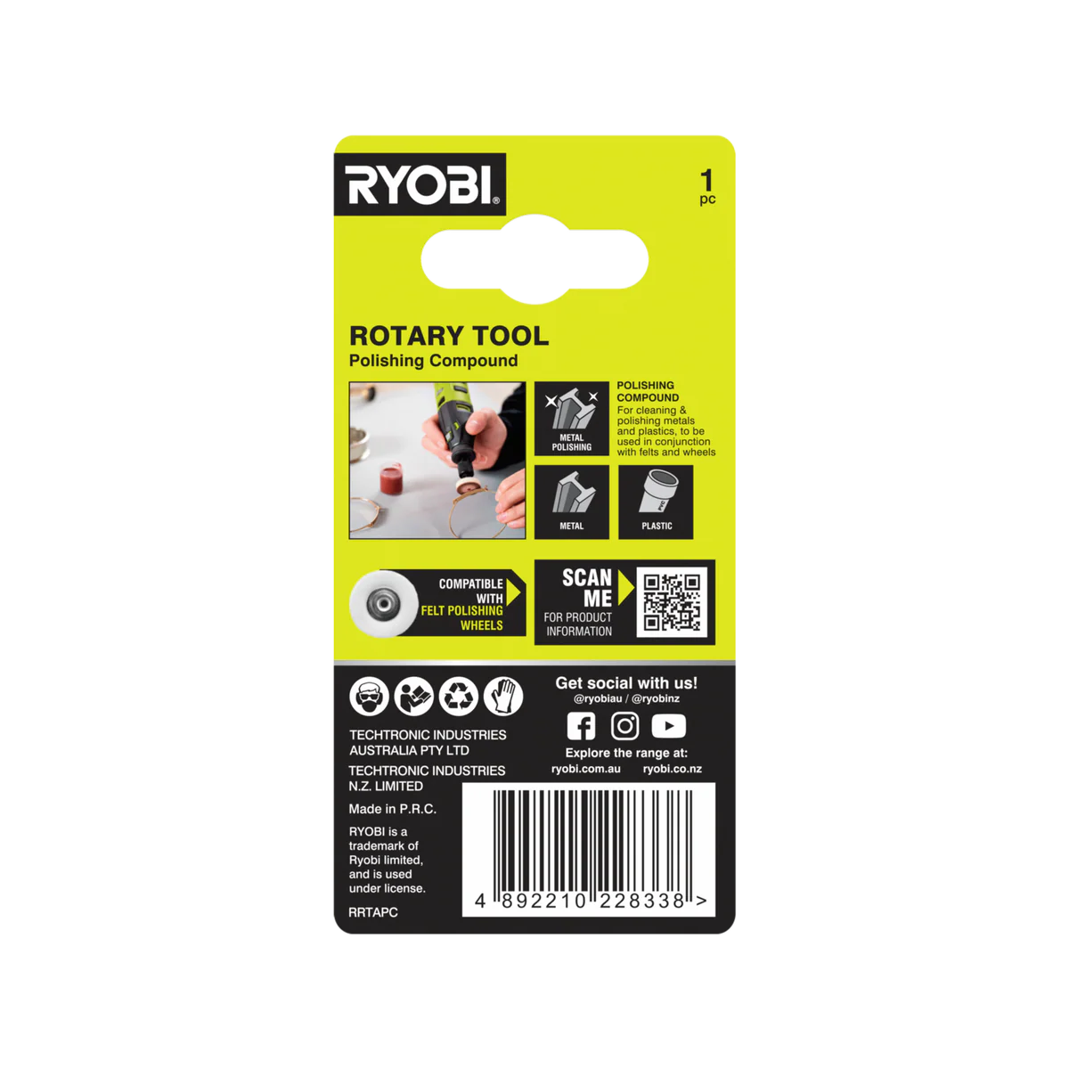 Ryobi Polishing Compound - 0.1kg - For Metal & Plastic Restoration - Image 2