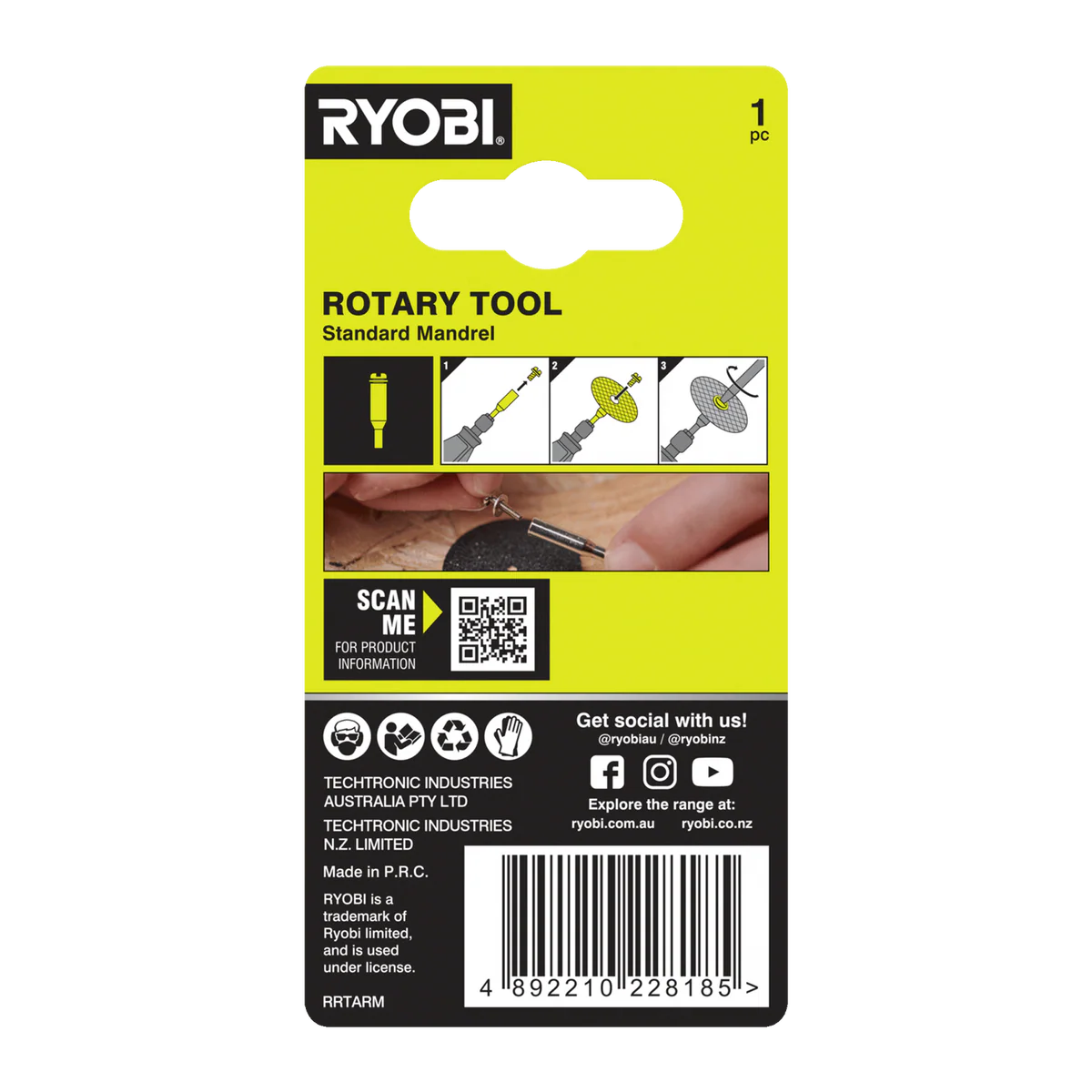 Ryobi Rotary Mandrel - 51mm x 21mm x 101mm - Secure Connection for Accessories - Image 2