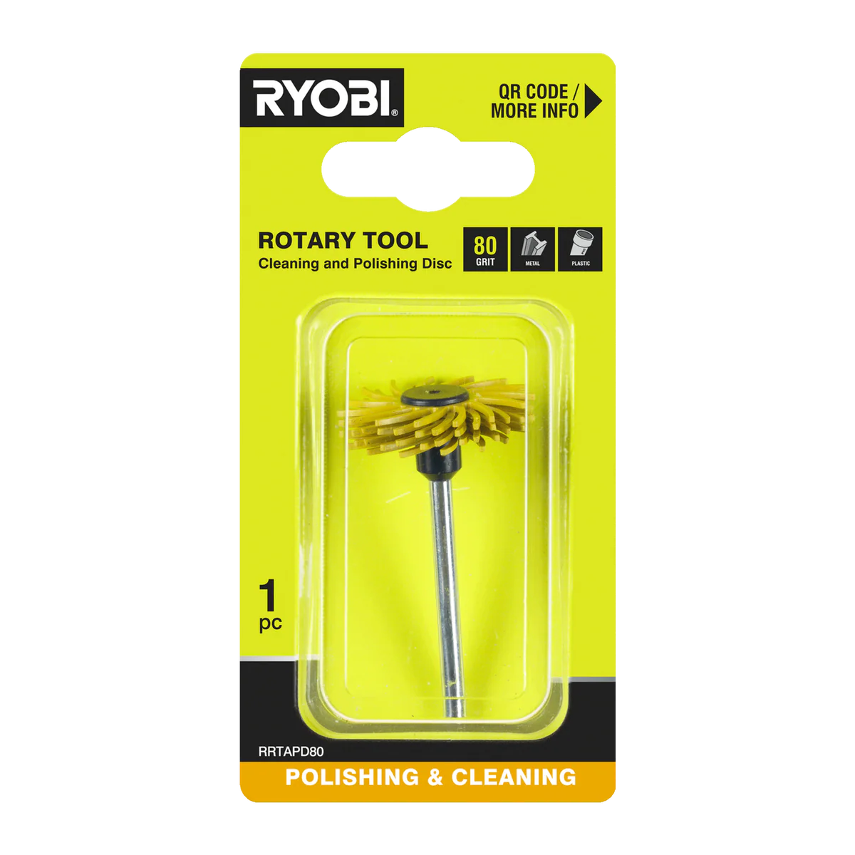 Ryobi Rotary Tool Cleaning and Polishing Disc - 80 Grit - 38mm - Rust Removal