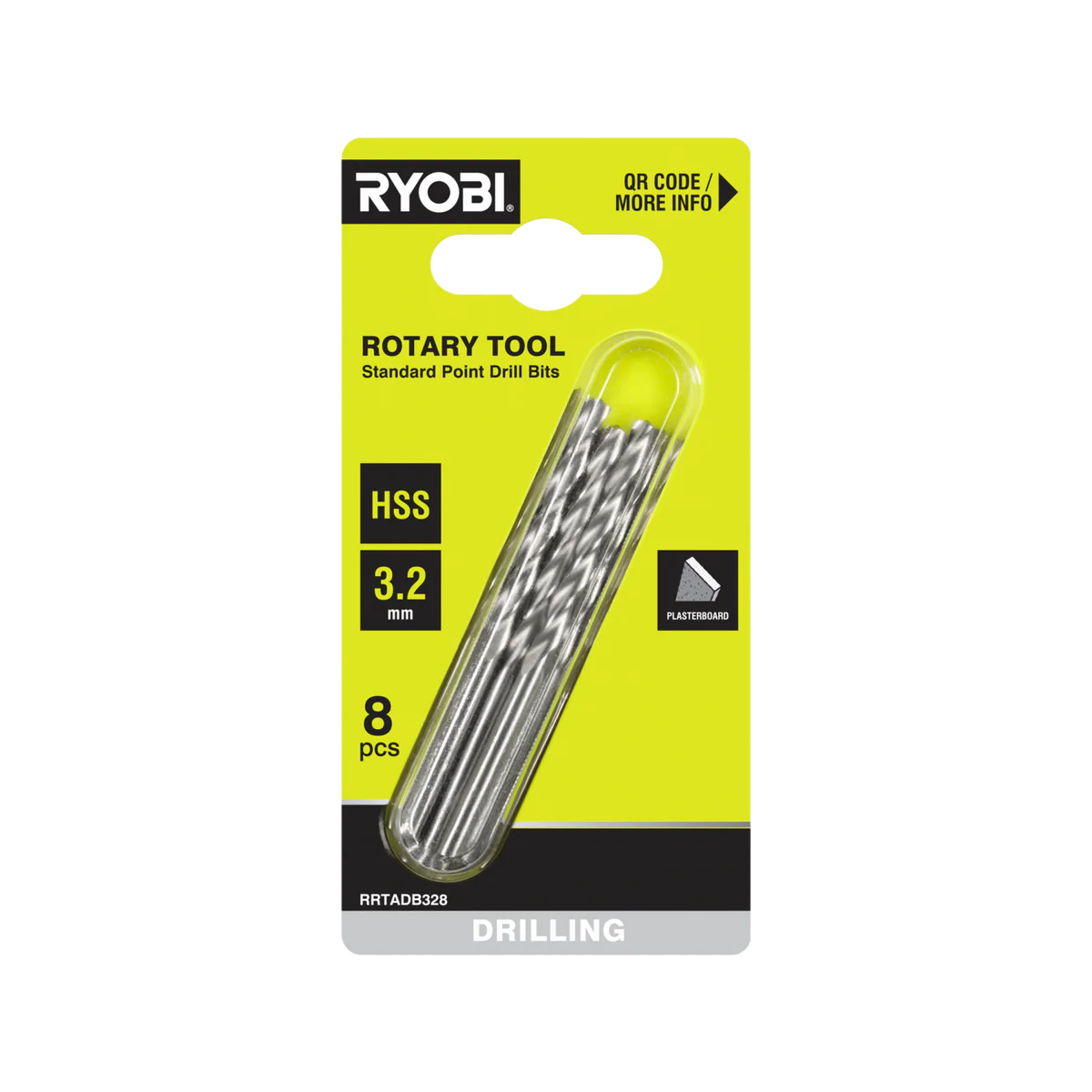 Ryobi Rotary Tool Drill Bit Set - 8 Piece - 3.2mm - Precision Drilling