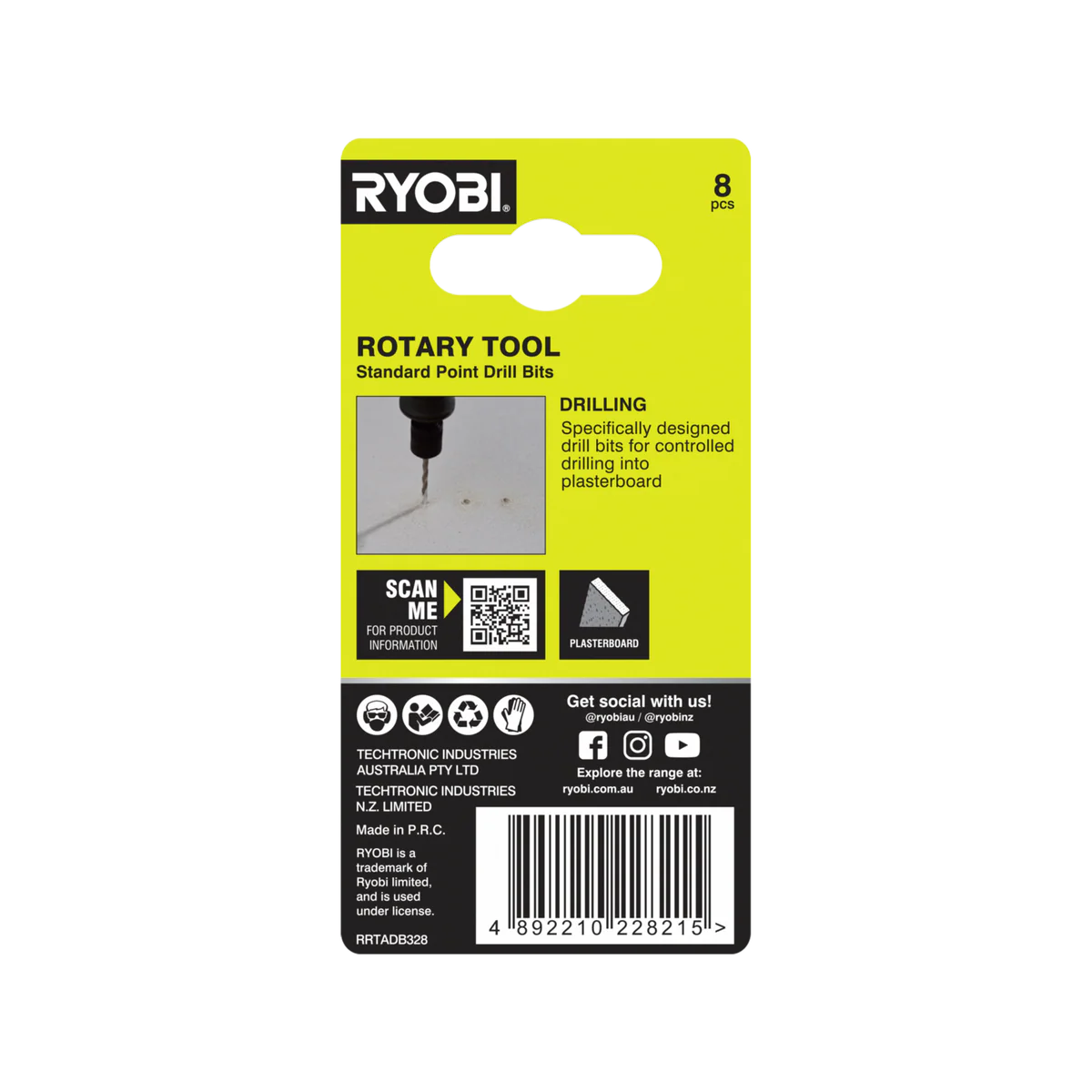 Ryobi Rotary Tool Drill Bit Set - 8 Piece - 3.2mm - Precision Drilling - Image 2