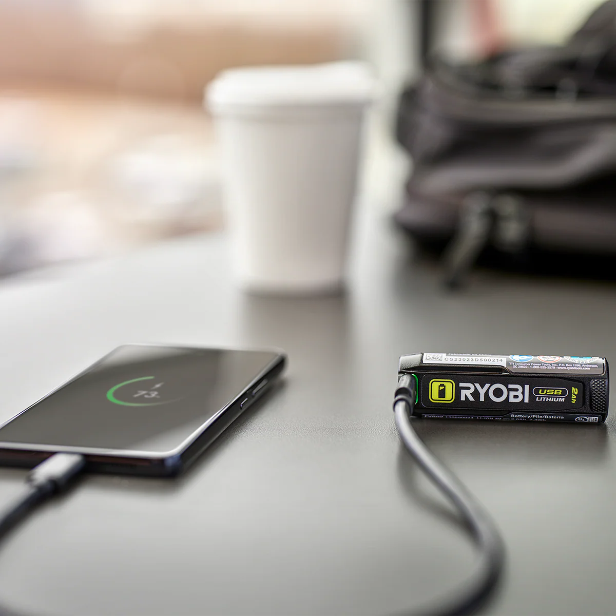Ryobi USB Lithium Battery Power Bank Twin Pack - 2 x 2.0Ah - LED Gauge - Image 4