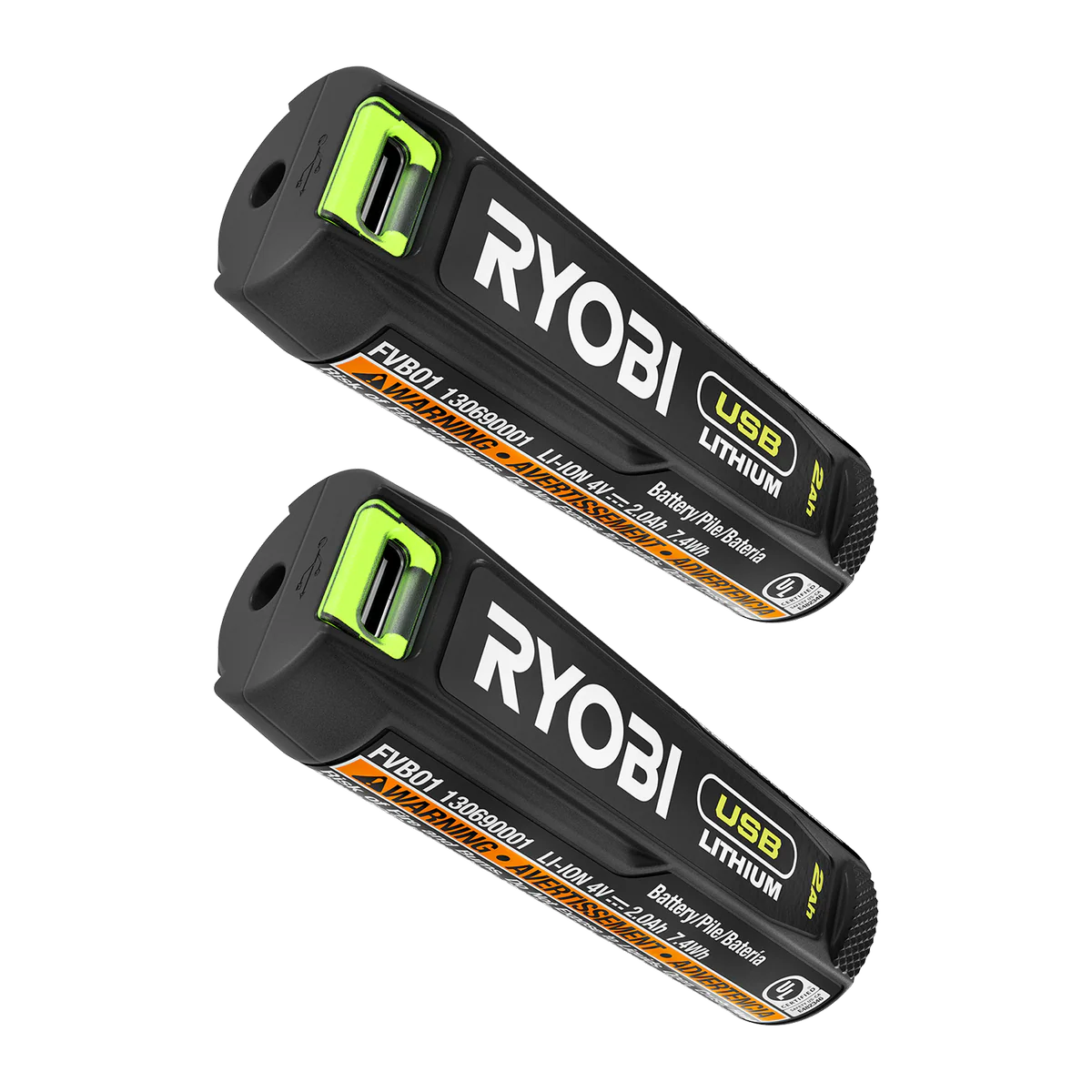 Ryobi USB Lithium Battery Power Bank Twin Pack - 2 x 2.0Ah - LED Gauge - Image 5