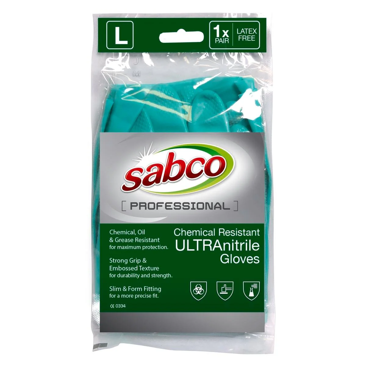 Sabco Chemical Resistant Gloves - Large - Nitrile - Oil & Grease Resistant