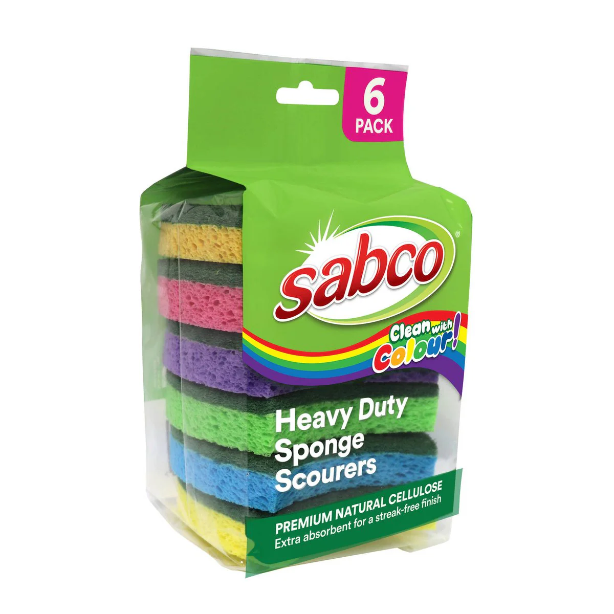 Sabco Clean Heavy Duty Sponge Scourer 6pk - 87mm x 180mm x 107mm - Streak-Free - Image 3