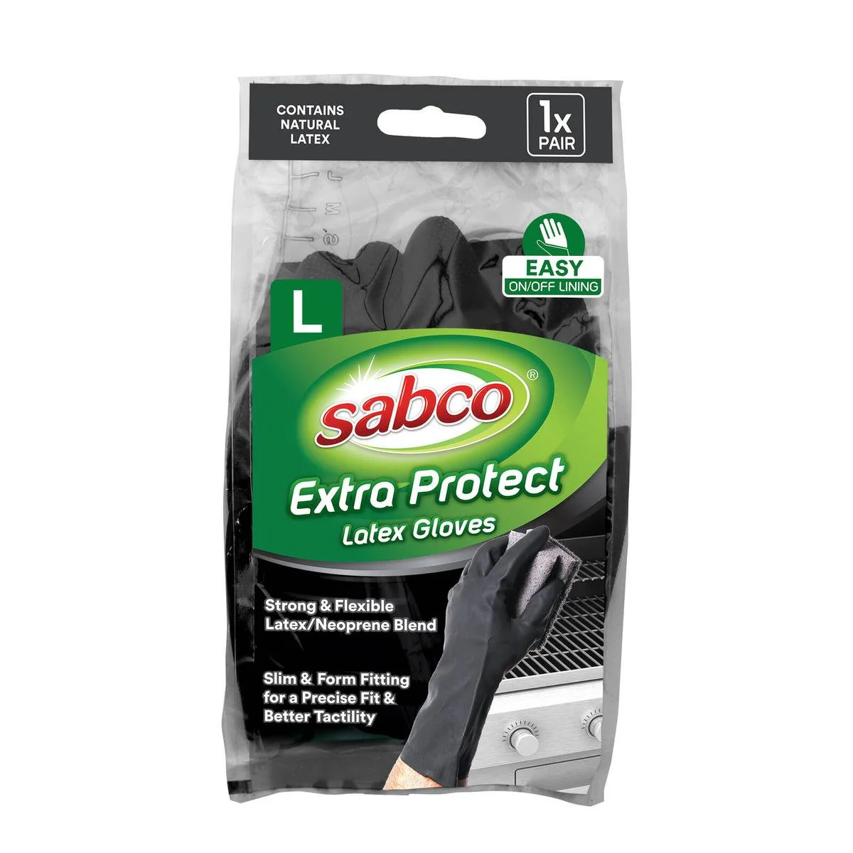 Sabco Extra Protection Gloves - 1 Pair - Latex & Neoprene - 55% Stronger