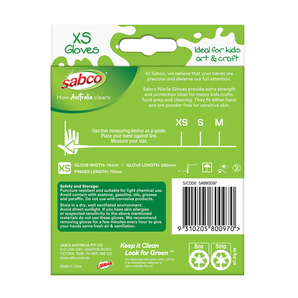 Sabco Kids Craft Gloves 24pk XS - Nitrile - Extra Small - 115mm x 125mm - Image 3
