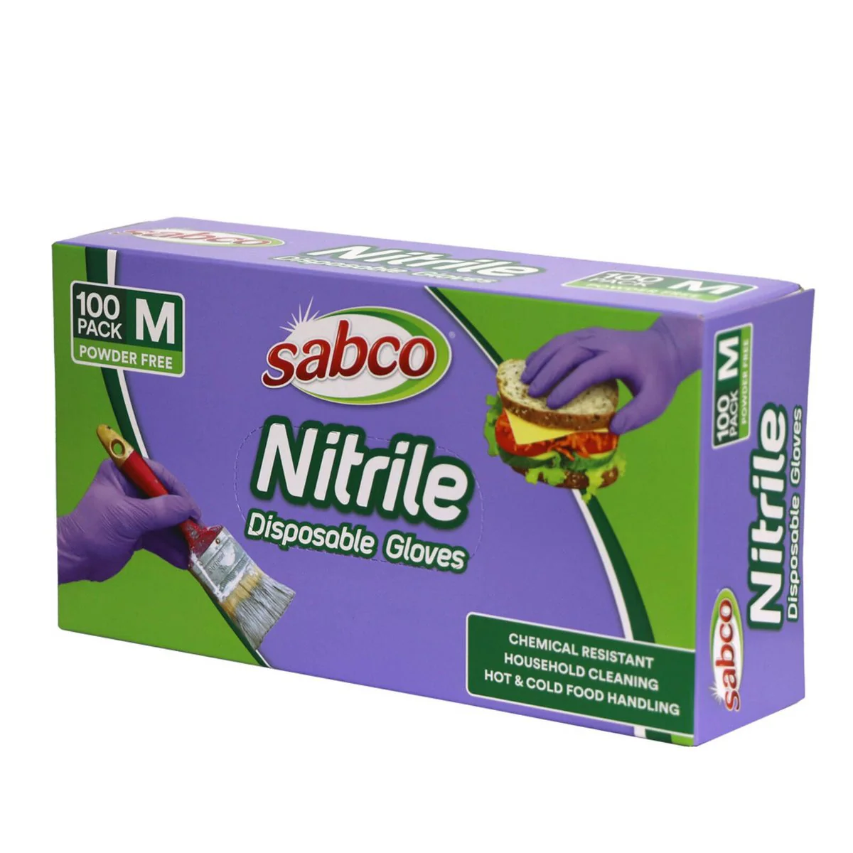 Sabco Nitrile Gloves - Medium - 100 Pack - Purple - Puncture Resistant - Image 3