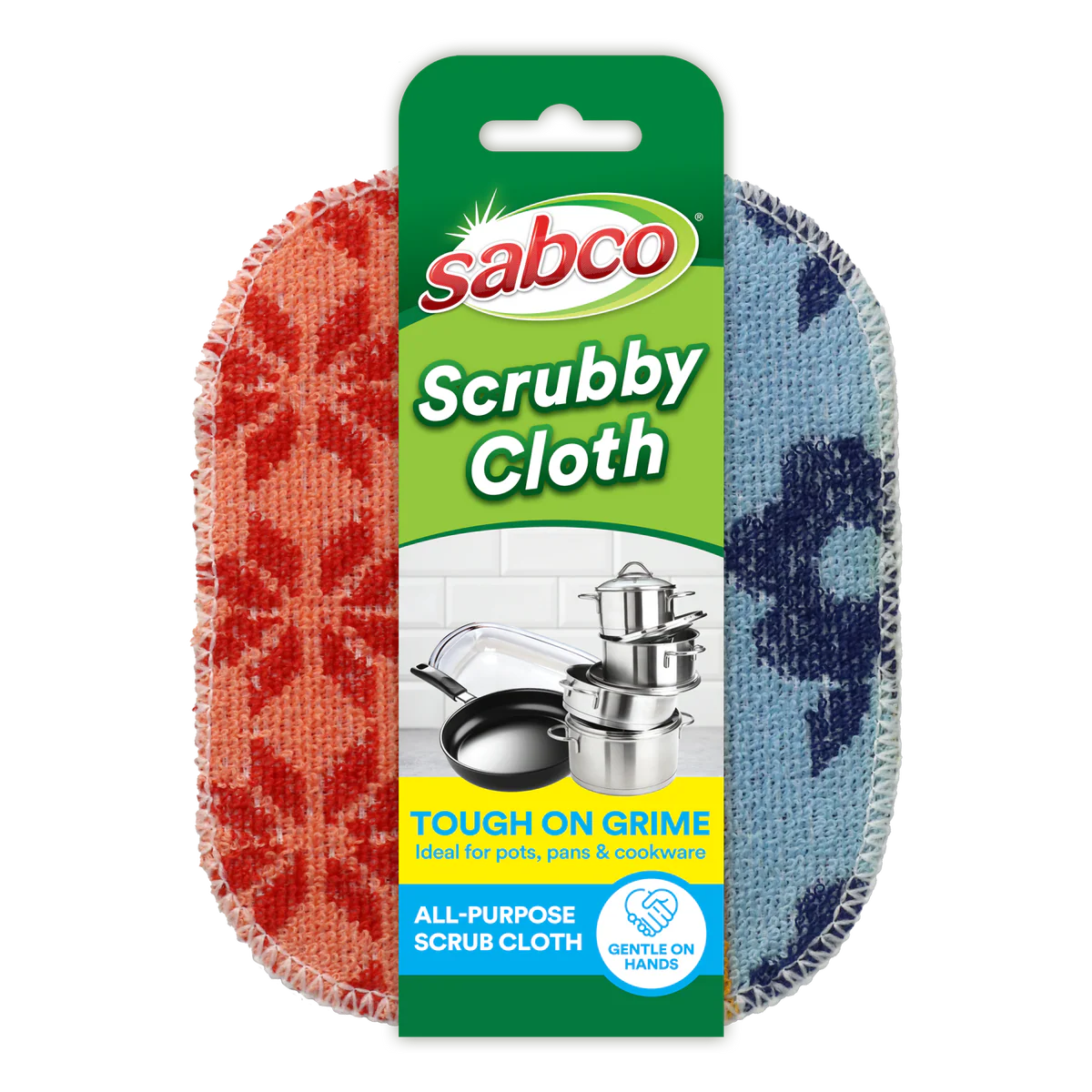 Sabco Scrubby Cloth - Resin Coated Cotton - 120mm x 150mm - Non-Abrasive Cleaning