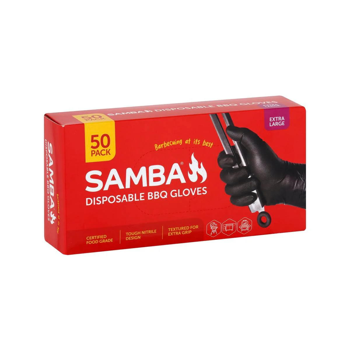 Samba Disposable BBQ Gloves Extra Large 50 Pack - Nitrile - Puncture Resistant