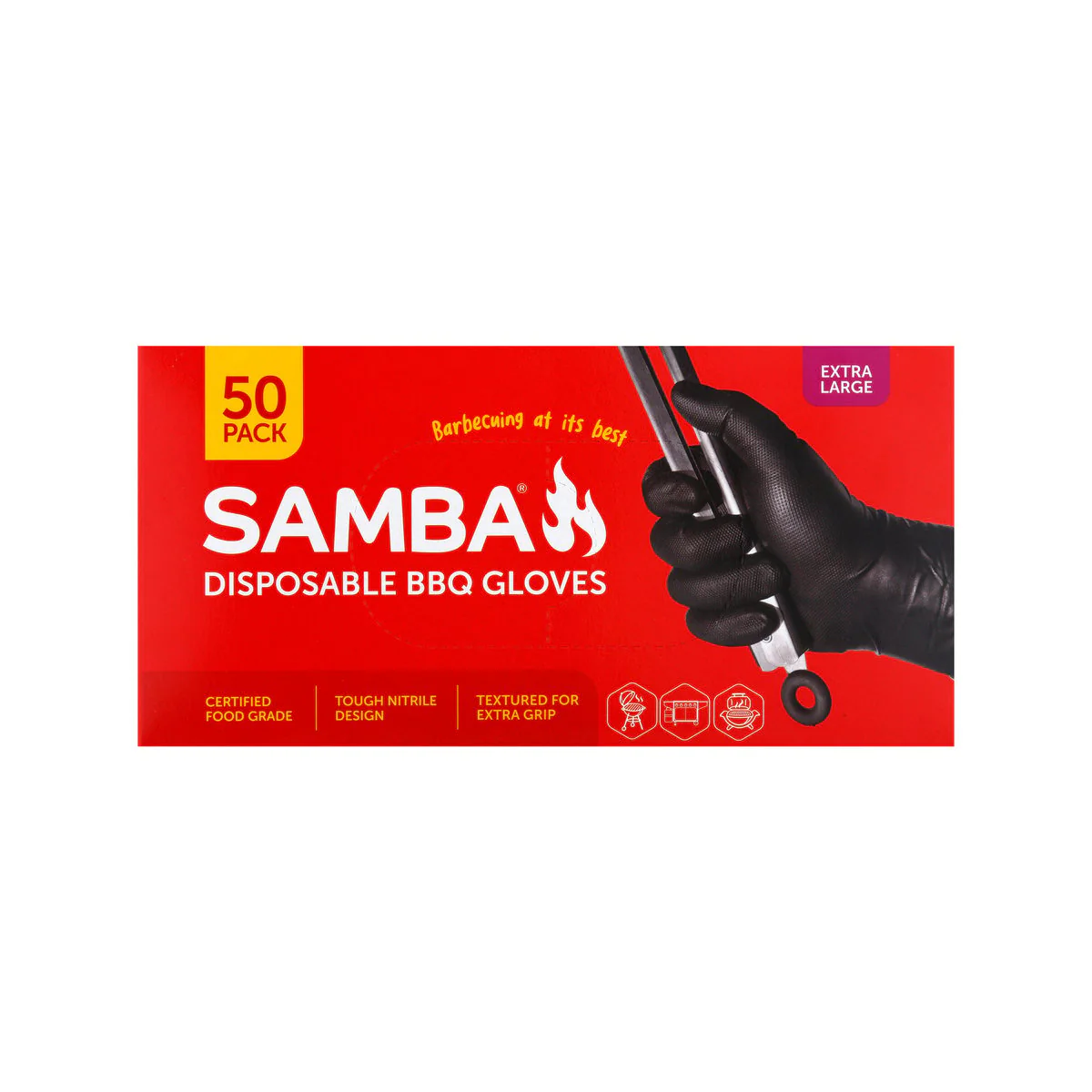 Samba Disposable BBQ Gloves Extra Large 50 Pack - Nitrile - Puncture Resistant - Image 2