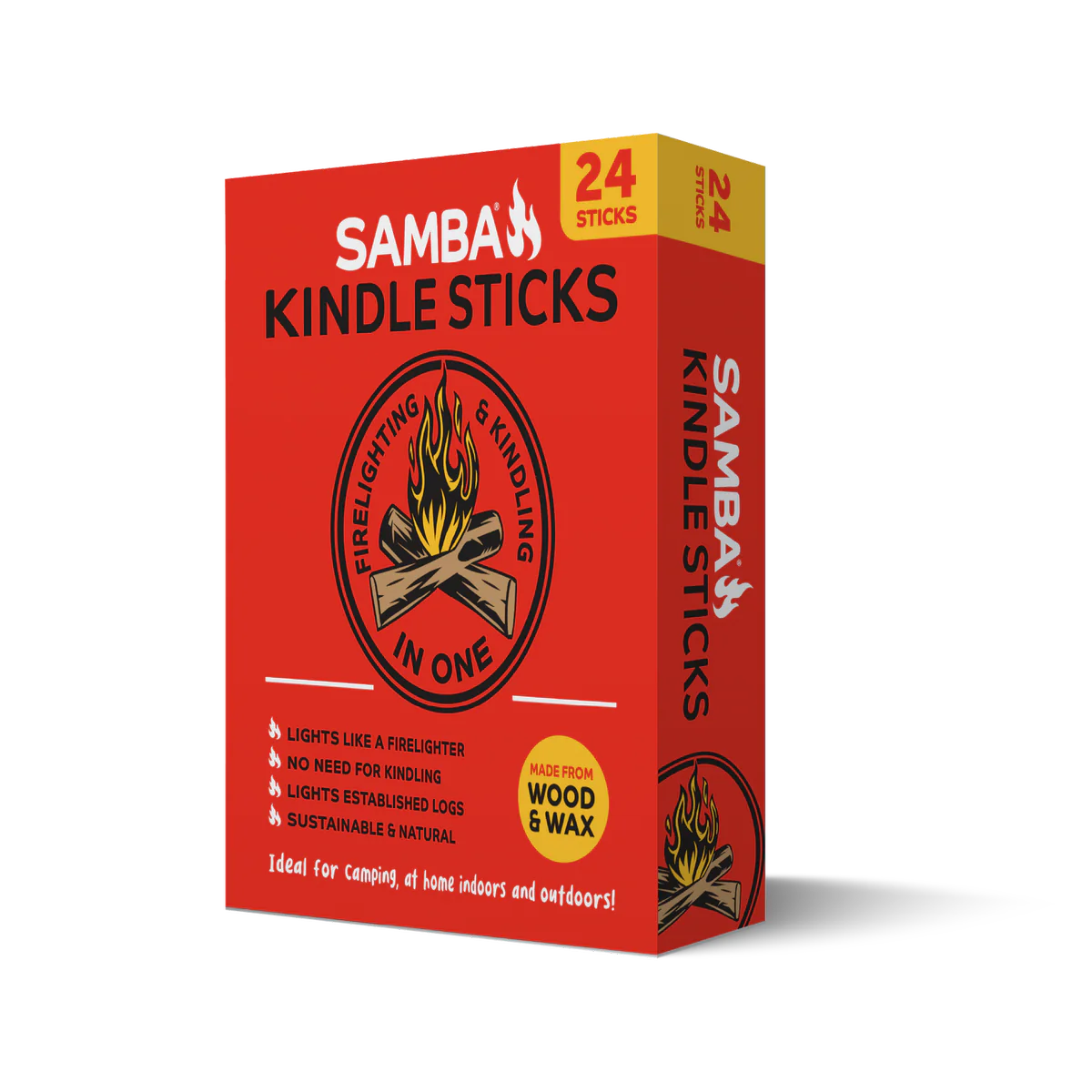 Samba Kindle Sticks - Natural Wood - 24 Pack - Reliable for Grilling