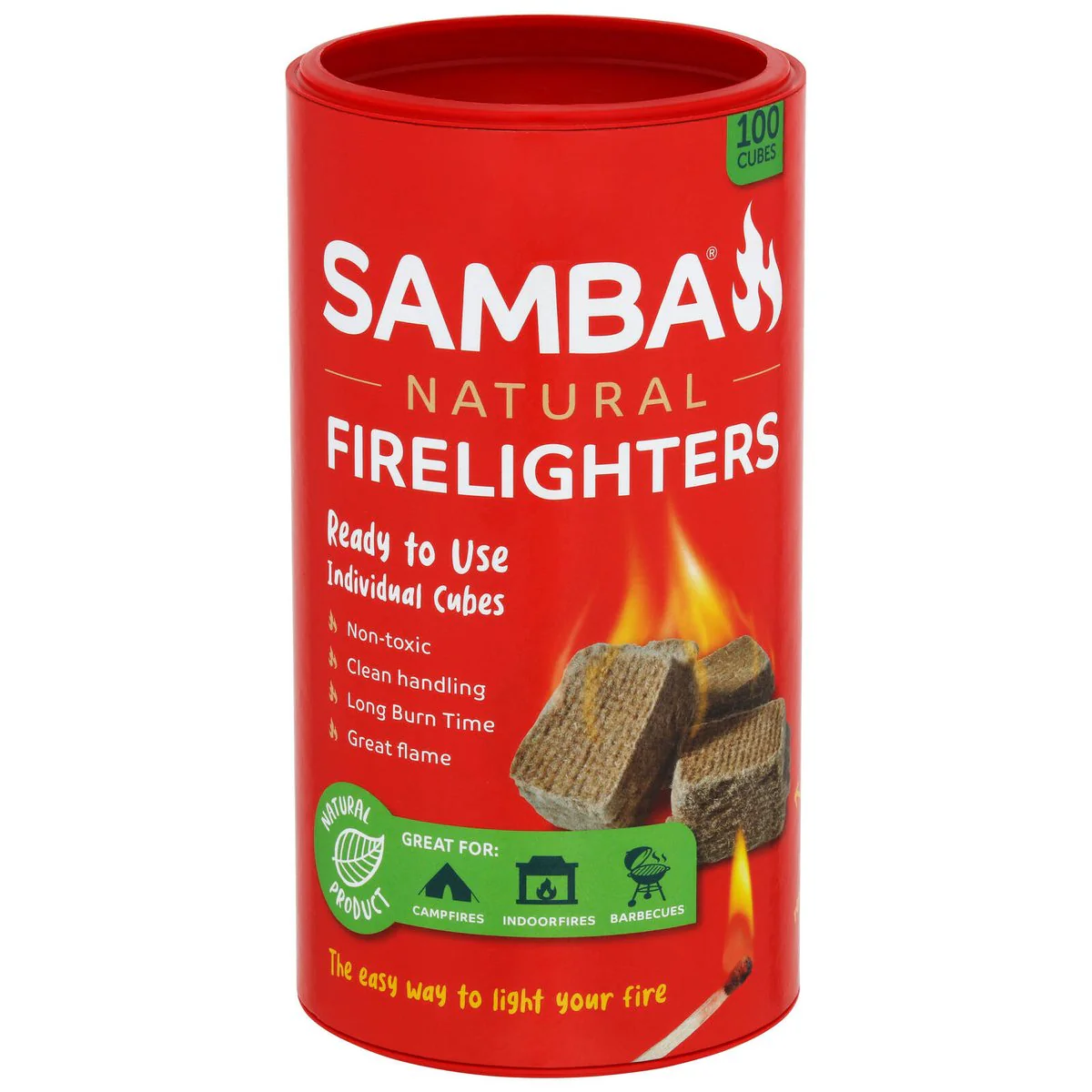 Samba Natural Firelighters - 100 Pack - Wood Wax - Long Lasting