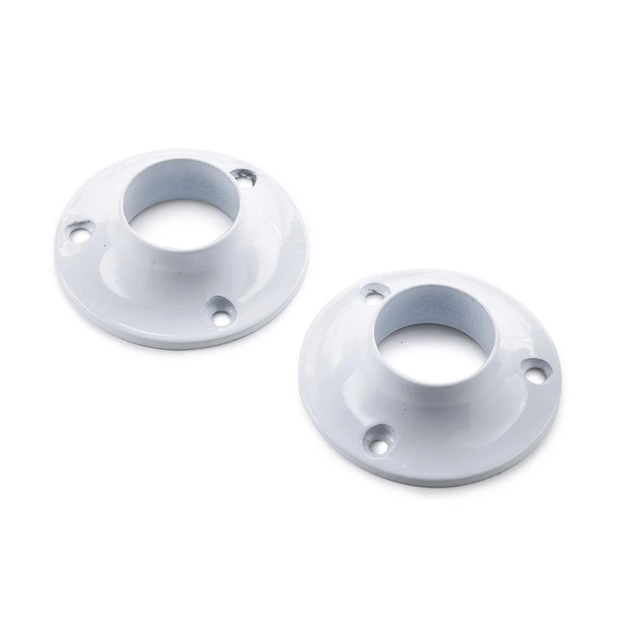 Sandleford 25mm Round Flange 2 Pack - Zinc Alloy - White