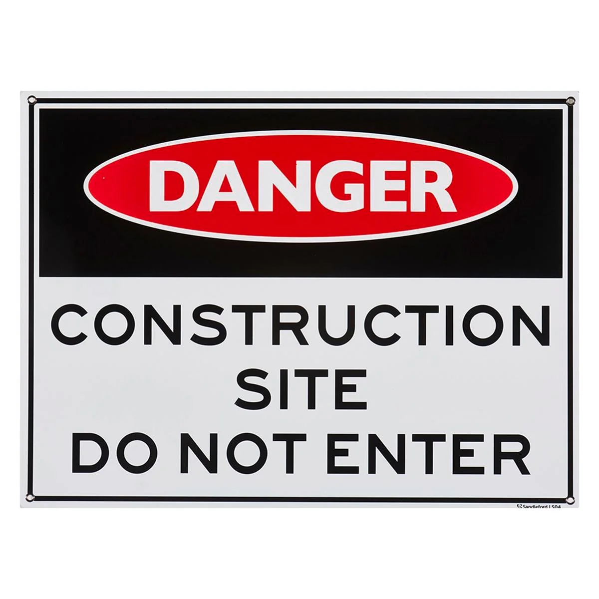 Sandleford Construction Site Plastic Sign 450 x 600mm White/Black & Red