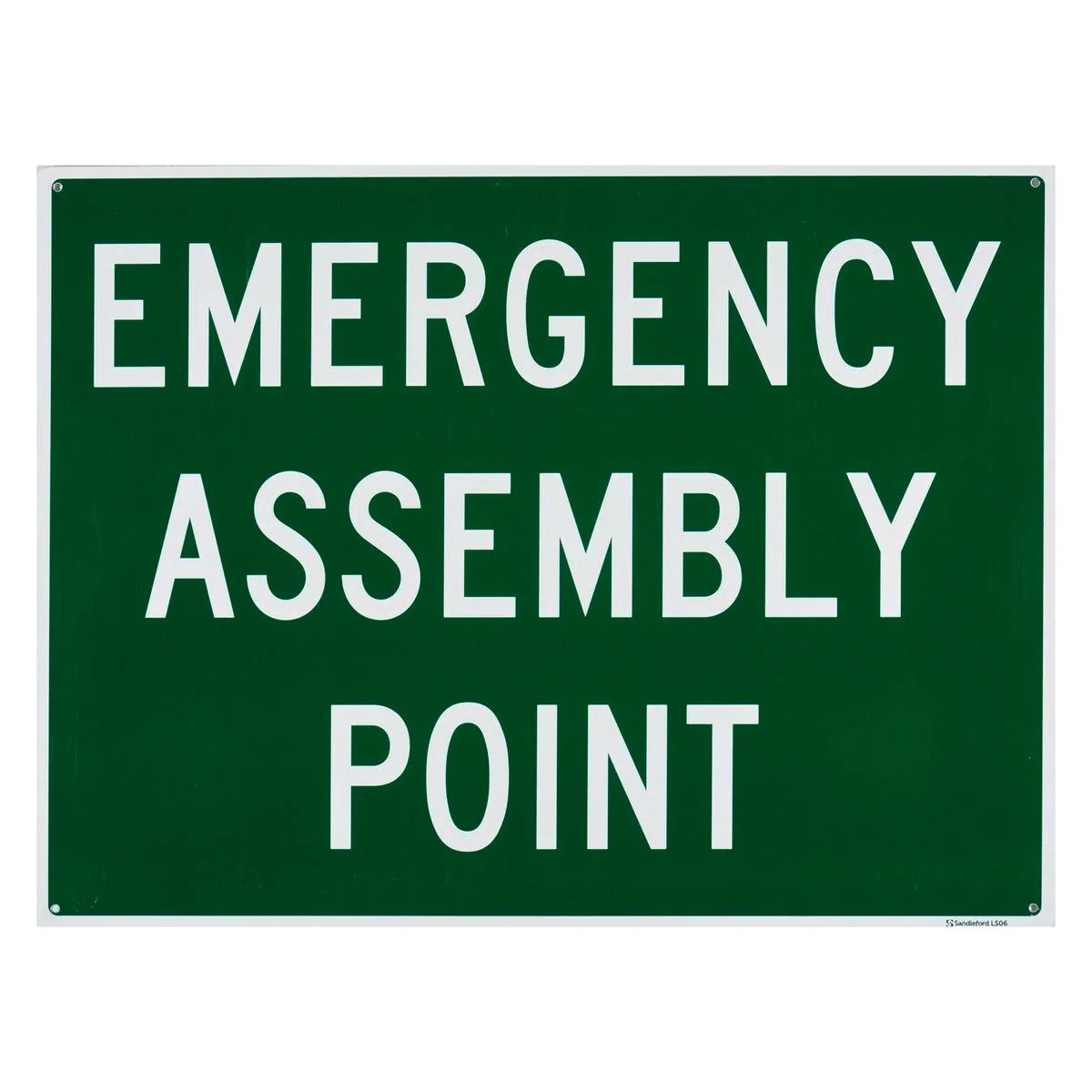 Sandleford Emergency Assembly Point Plastic Sign 450 x 600mm Green/White