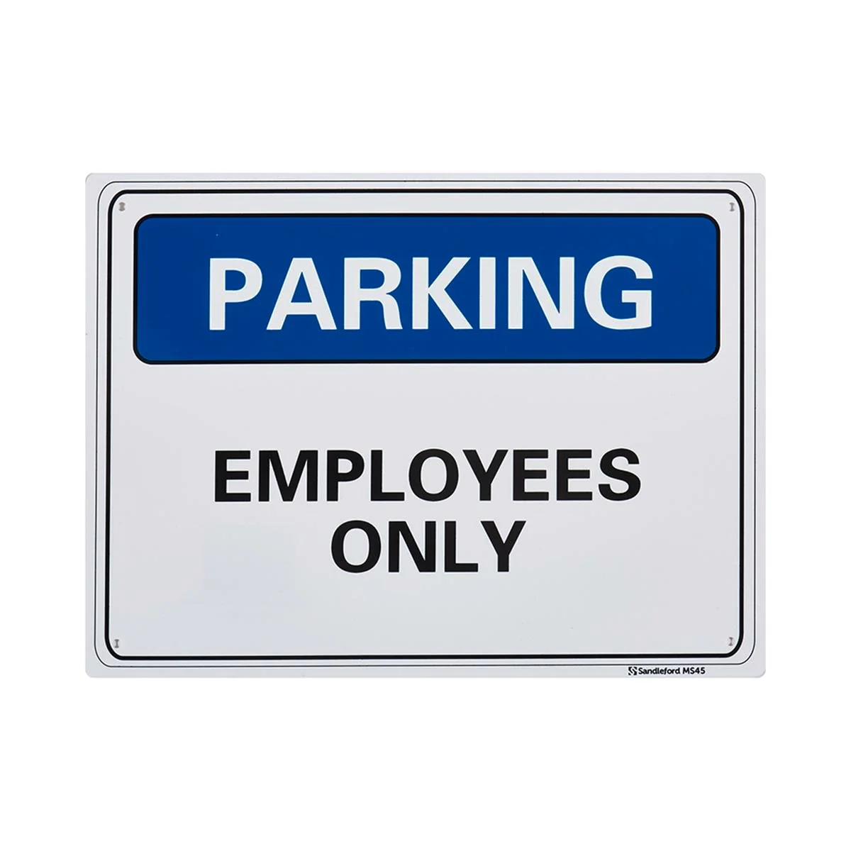 Sandleford Employees Parking Only Sign 300 x 225mm Polypropylene White/Black