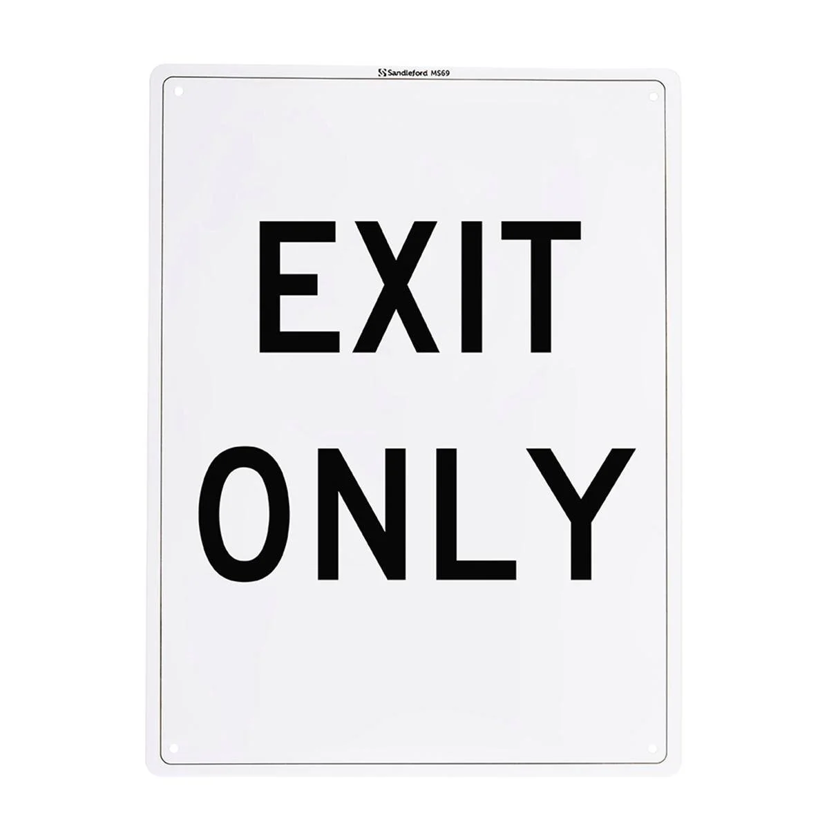 Sandleford Exit Only Plastic Sign - 300 x 225mm - White/Black