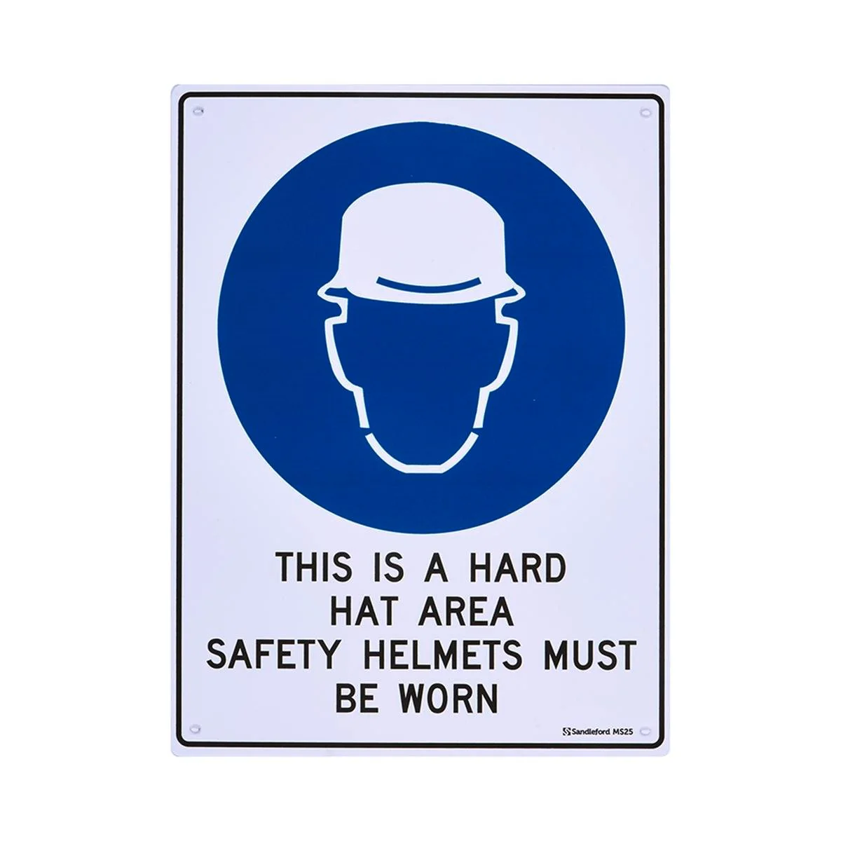 Sandleford Hard Hat Area Sign - 300 x 225mm - Polypropylene - UV Resistant