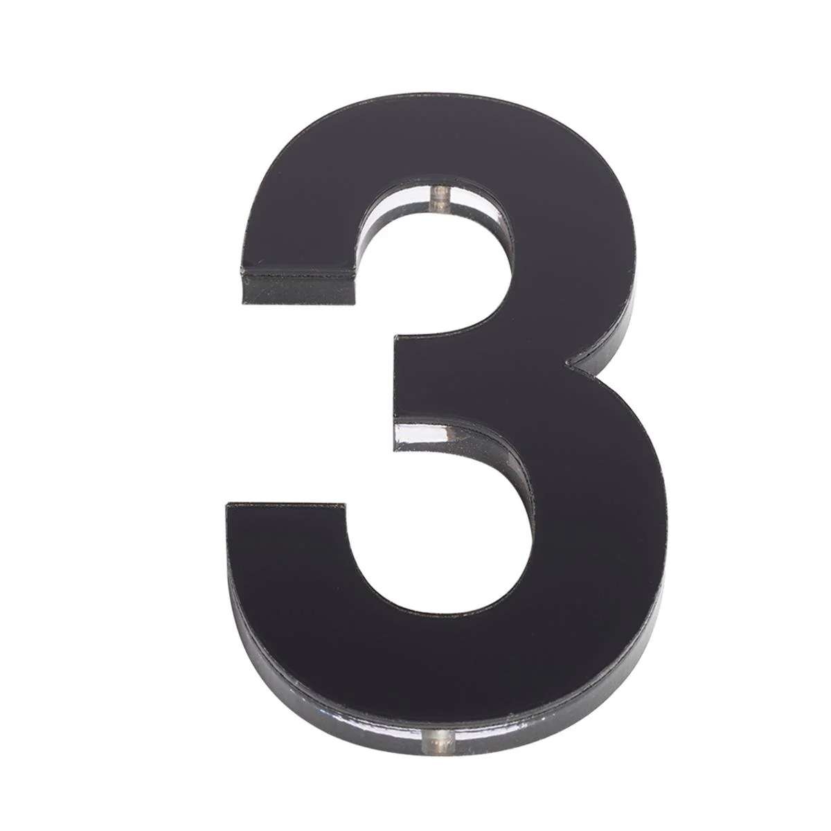 Sandleford House Number 3 - 120mm Black Acrylic - Durable & Weather Resistant