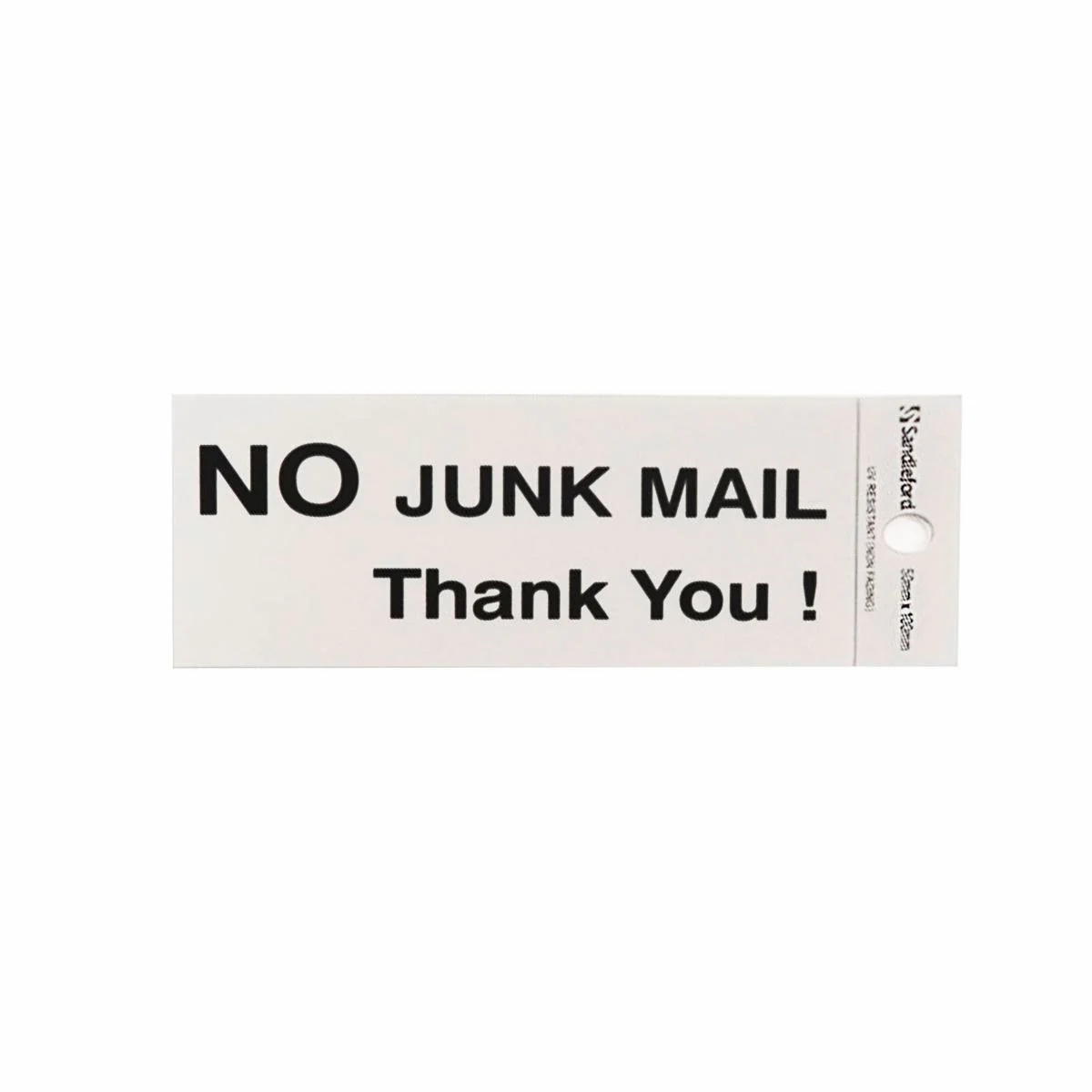 Sandleford No Junk Mail Thankyou Sign - 100 x 50mm - Silver