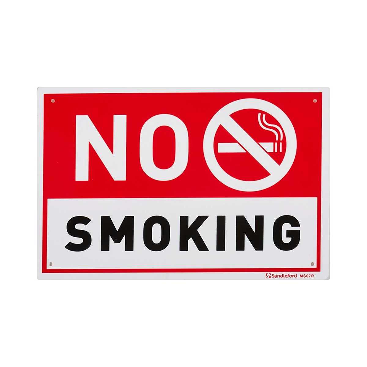Sandleford No Smoking Sign - 300 x 200mm - Plastic - White/Red