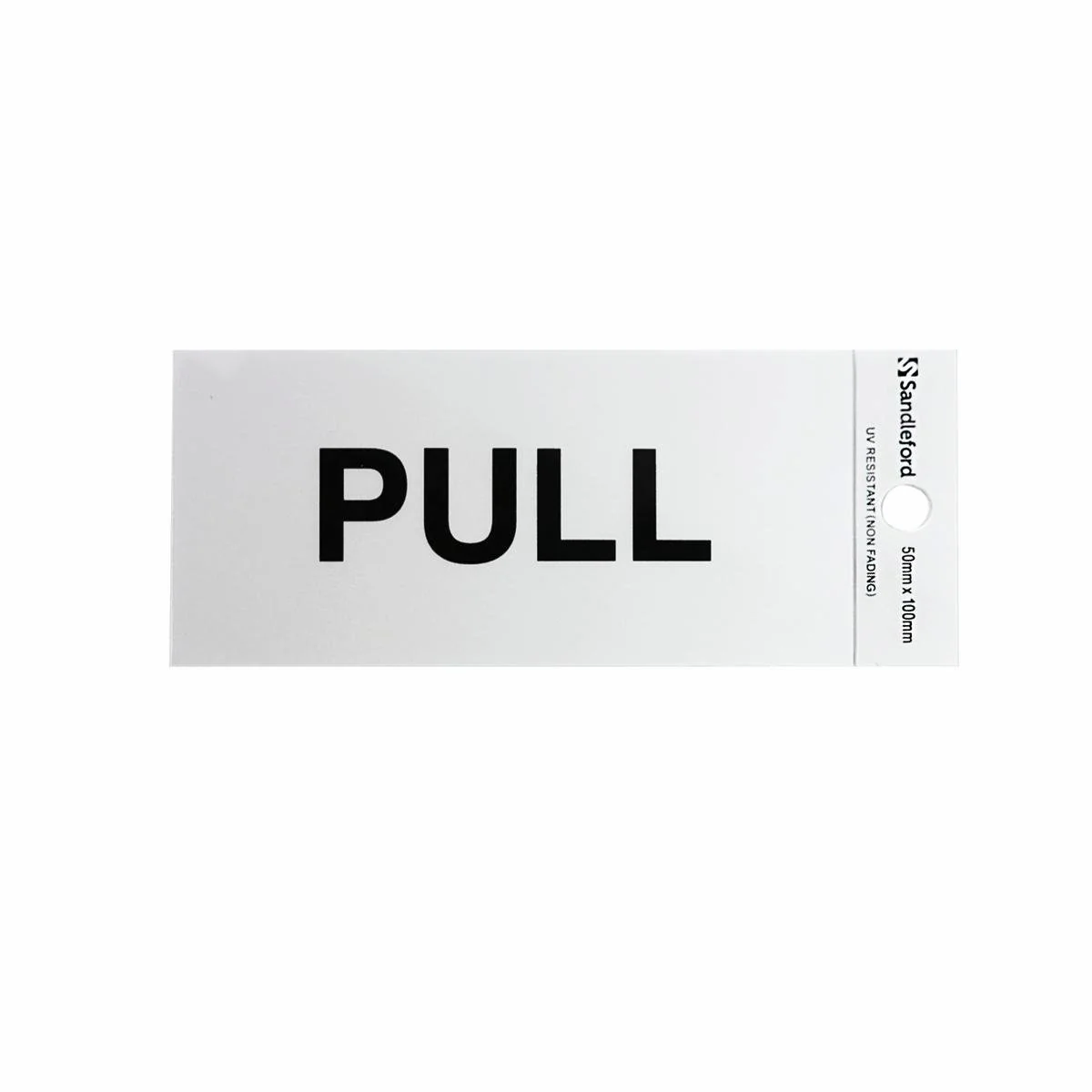 Sandleford Pull Sign - 100 x 50mm - Silver - Self Adhesive