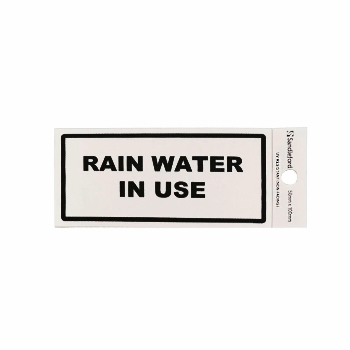 Sandleford Rain Water in Use Self Adhesive Sign - Silver - 100 x 50 mm