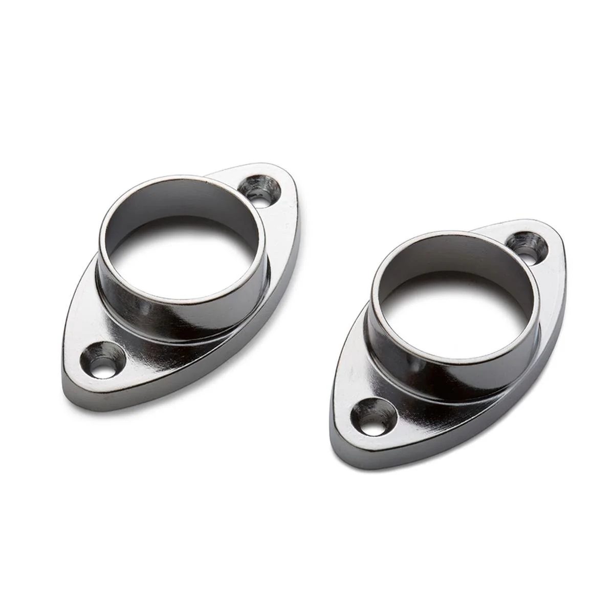 Sandleford Chrome Rod Fittings Oval Flange 25mm 2 Pack - Steel - 60mm x 15mm x 30mm