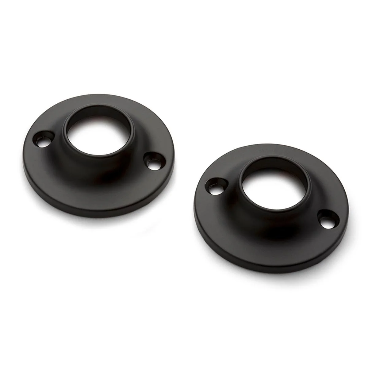 Sandleford 19mm Black Fitting Rod Round Flange 2 Pack - Matte Black - Steel