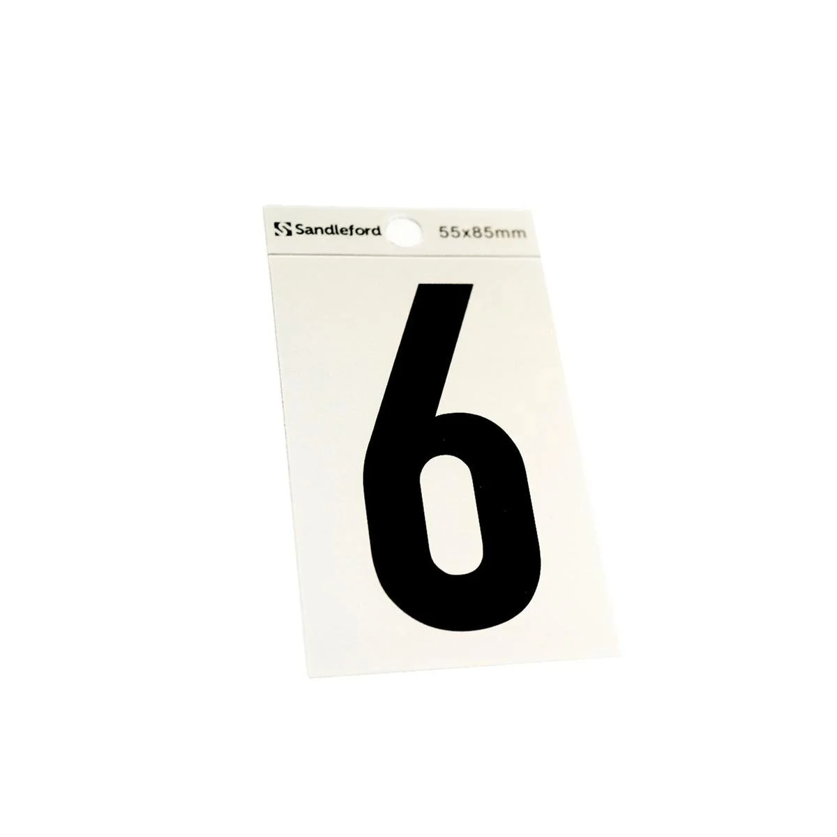 Sandleford Self Adhesive House Number 6 - Silver Black - 85mm